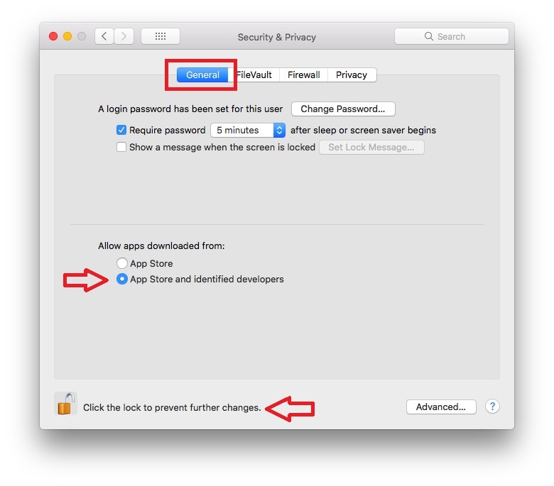 change mac security settings